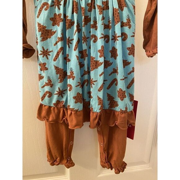 Kickee Pants Holiday Long Sleeve Dress Romper Christmas Cookies Size 3-6 Mos NWT - Picture 3 of 9